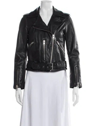 Pre-owned Allsaints Leather Biker Jacket In Black