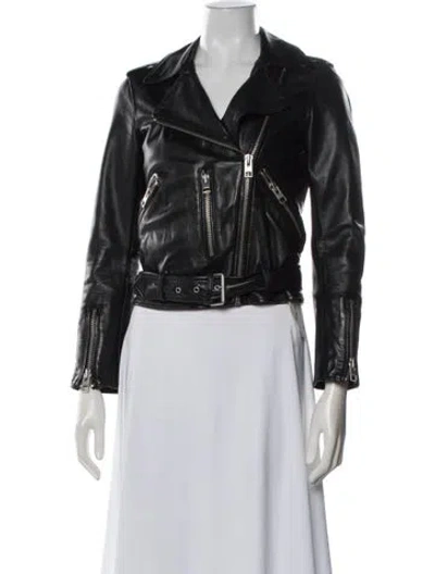 Pre-owned Allsaints Leather Biker Jacket In Black