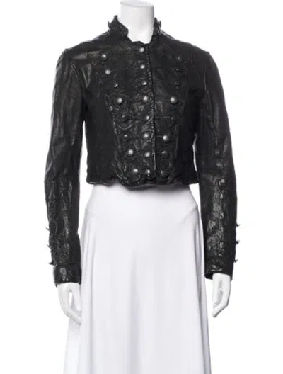 Pre-owned Allsaints Leather Biker Jacket In Black