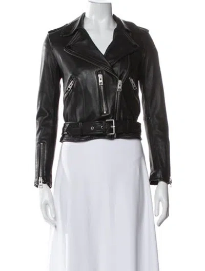 Pre-owned Allsaints Leather Biker Jacket In Black