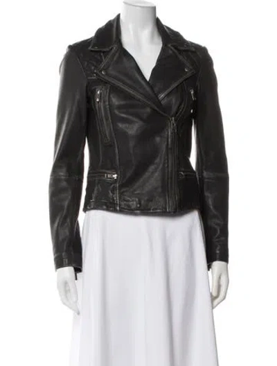 Pre-owned Allsaints Leather Biker Jacket In Black
