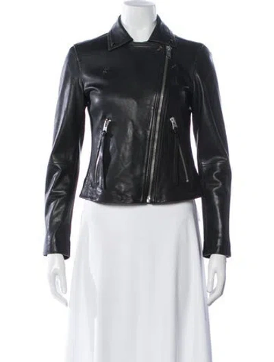 Pre-owned Allsaints Leather Biker Jacket In Black