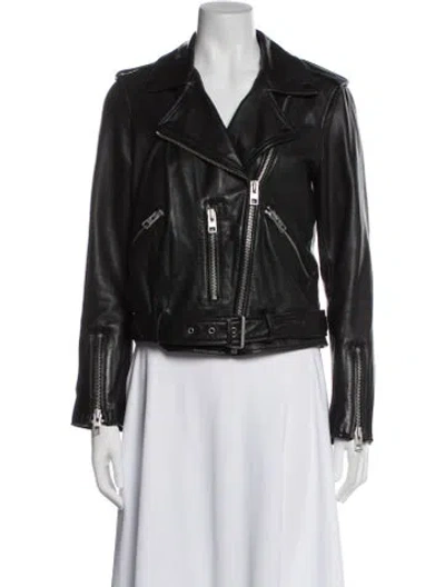 Pre-owned Allsaints Leather Biker Jacket In Black