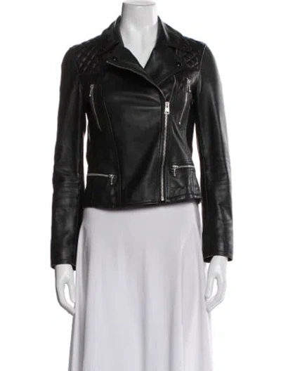 Pre-owned Allsaints Leather Biker Jacket In Black