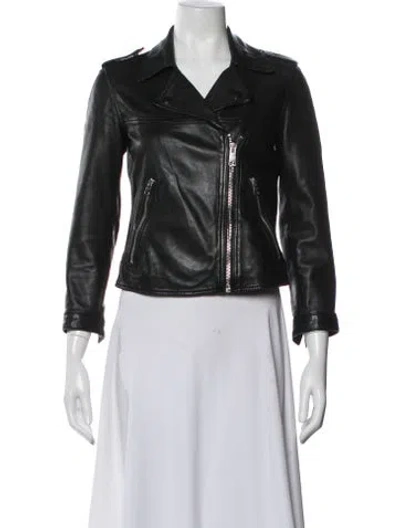 Pre-owned Allsaints Leather Biker Jacket In Black