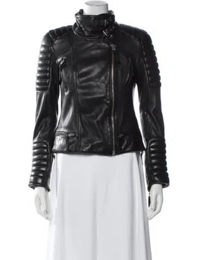 Pre-owned Allsaints Leather Biker Jacket In Black