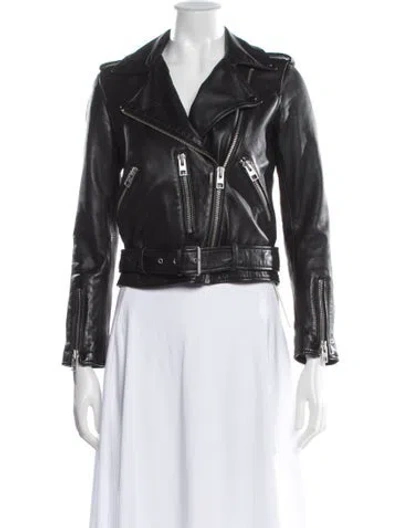 Pre-owned Allsaints Leather Biker Jacket In Black