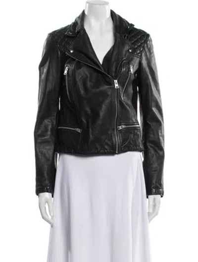 Pre-owned Allsaints Leather Biker Jacket In Black