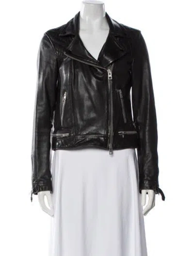 Pre-owned Allsaints Leather Biker Jacket In Black