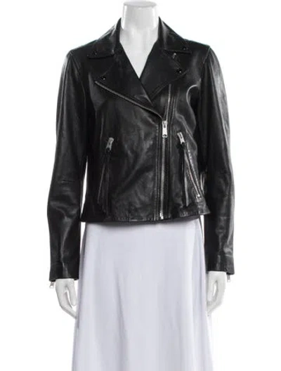 Pre-owned Allsaints Leather Biker Jacket In Black