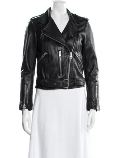 Pre-owned Allsaints Leather Biker Jacket In Black
