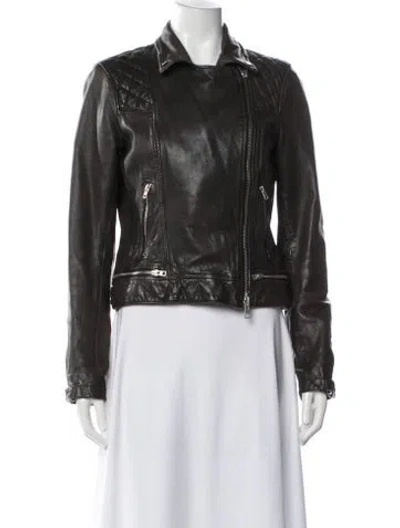 Pre-owned Allsaints Leather Biker Jacket In Black