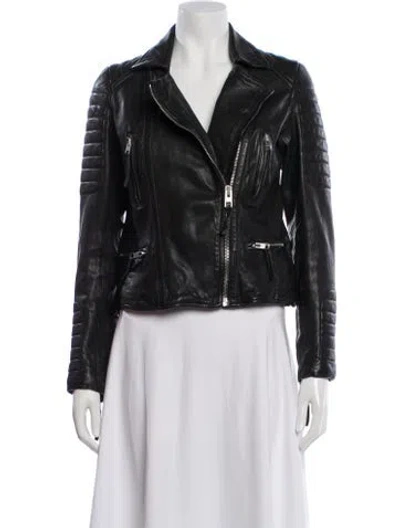 Pre-owned Allsaints Leather Biker Jacket In Black