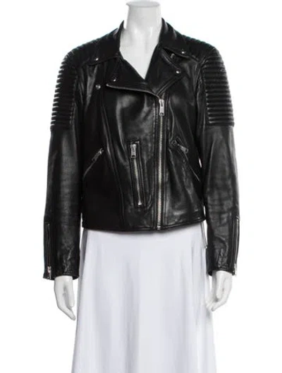 Pre-owned Allsaints Leather Biker Jacket In Black