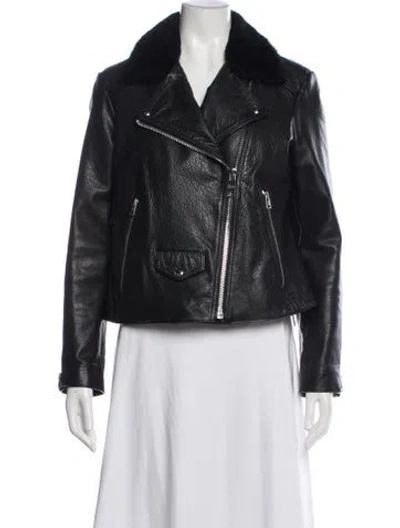 Pre-owned Allsaints Leather Biker Jacket In Black