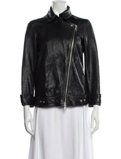 Pre-owned Allsaints Leather Biker Jacket In Black