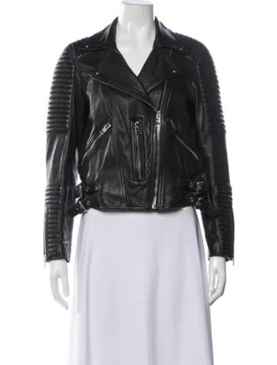 Pre-owned Allsaints Leather Biker Jacket In Black