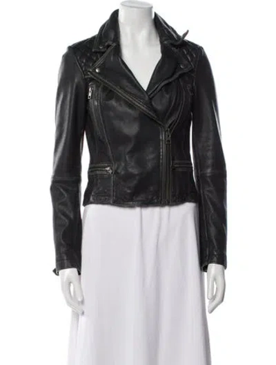 Pre-owned Allsaints Leather Biker Jacket In Black