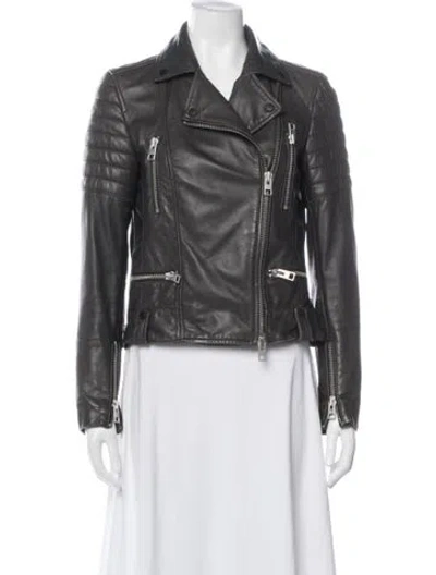 Pre-owned Allsaints Leather Biker Jacket In Black