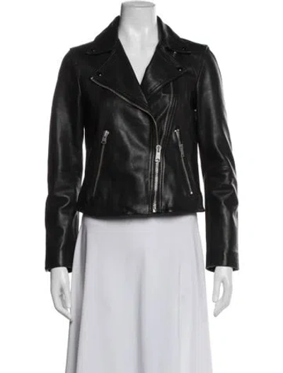 Pre-owned Allsaints Leather Biker Jacket In Black