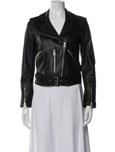 Pre-owned Allsaints Leather Biker Jacket In Black