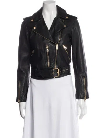 Pre-owned Allsaints Leather Biker Jacket In Black