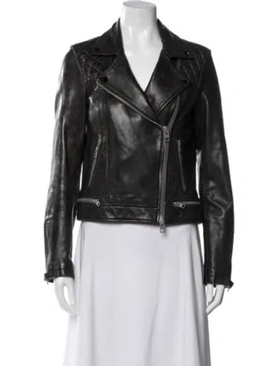 Pre-owned Allsaints Leather Biker Jacket In Black