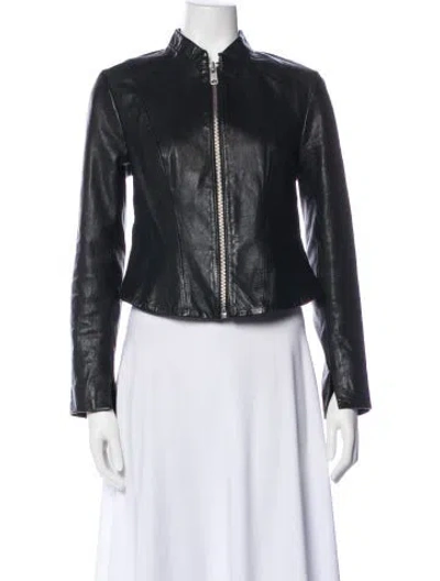 Pre-owned Allsaints Leather Biker Jacket In Black