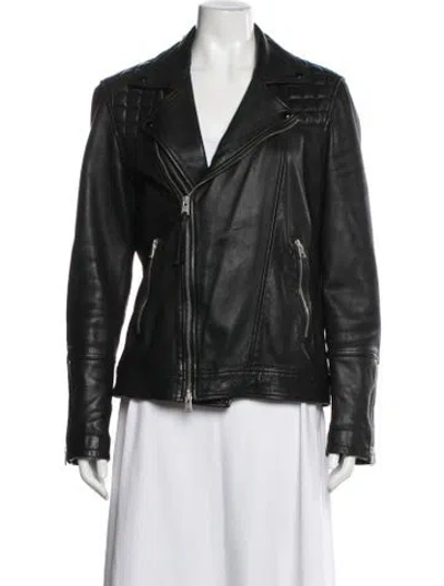 Pre-owned Allsaints Leather Biker Jacket In Black