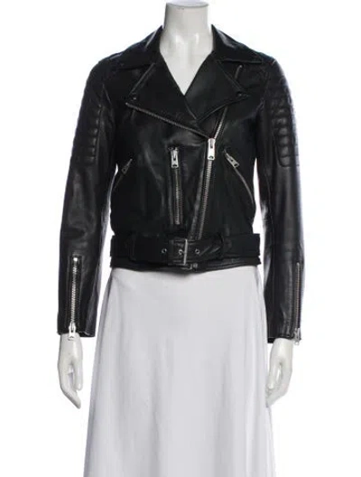 Pre-owned Allsaints Leather Biker Jacket In Black