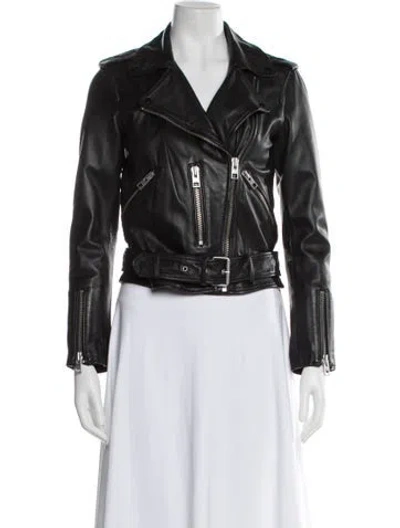 Pre-owned Allsaints Leather Biker Jacket In Black