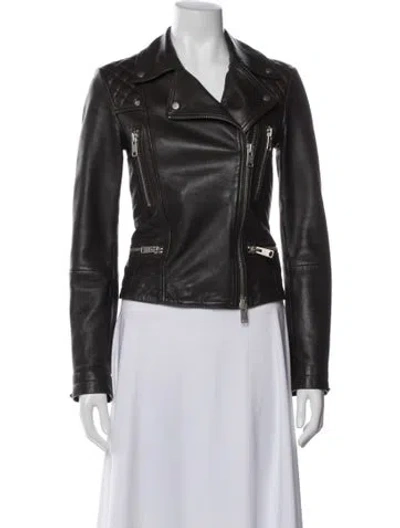Pre-owned Allsaints Leather Biker Jacket In Black