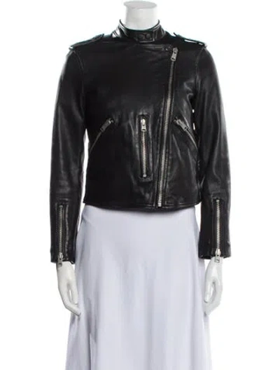 Pre-owned Allsaints Leather Biker Jacket In Black