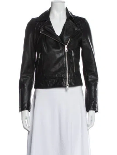 Pre-owned Allsaints Leather Biker Jacket In Black