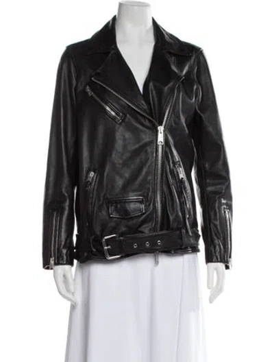 Pre-owned Allsaints Leather Biker Jacket In Black