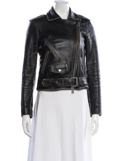 Pre-owned Allsaints Leather Biker Jacket In Black