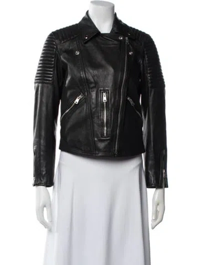 Pre-owned Allsaints Leather Biker Jacket In Black