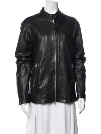 Pre-owned Allsaints Leather Biker Jacket In Black