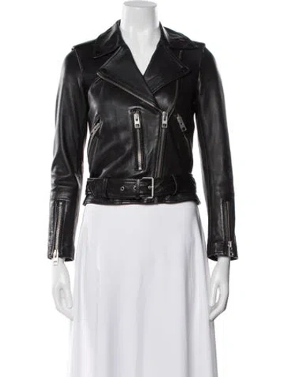 Pre-owned Allsaints Leather Biker Jacket In Black