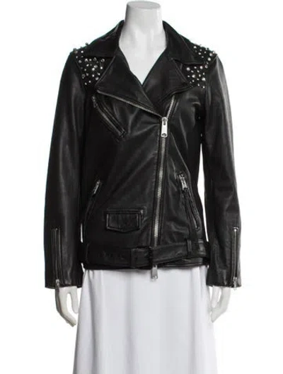 Pre-owned Allsaints Leather Biker Jacket In Black