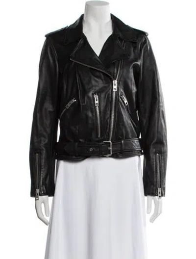 Pre-owned Allsaints Leather Biker Jacket In Black