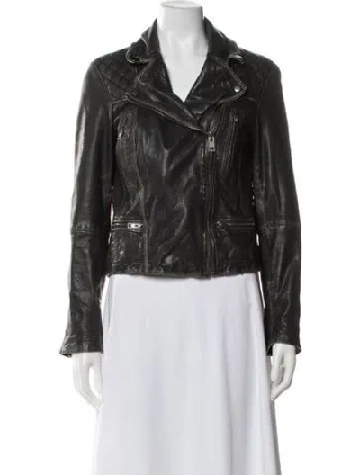 Pre-owned Allsaints Leather Biker Jacket In Black