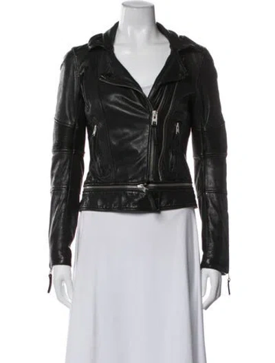 Pre-owned Allsaints Leather Biker Jacket In Black