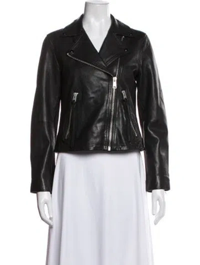 Pre-owned Allsaints Leather Biker Jacket In Black