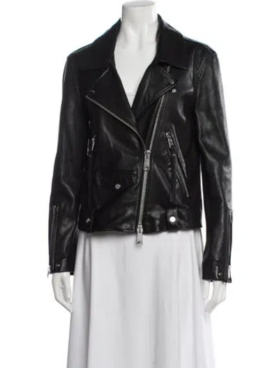 Pre-owned Allsaints Leather Biker Jacket In Black