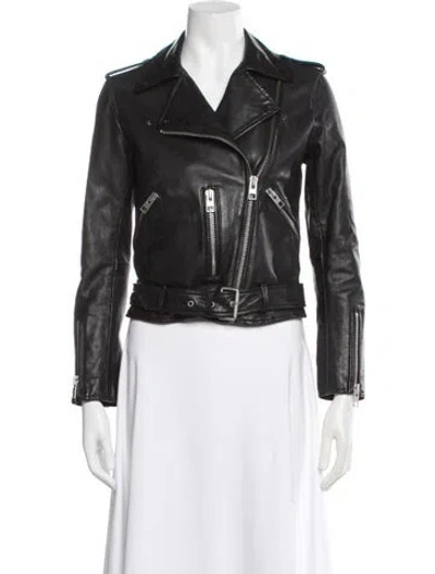 Pre-owned Allsaints Leather Biker Jacket In Black