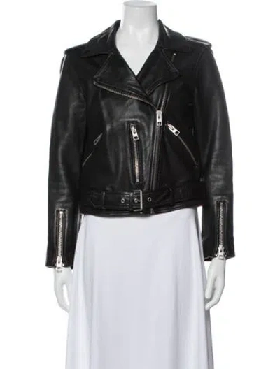 Pre-owned Allsaints Leather Biker Jacket In Black