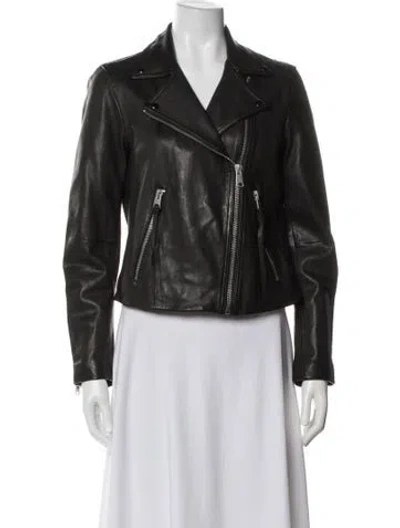 Pre-owned Allsaints Leather Biker Jacket In Black