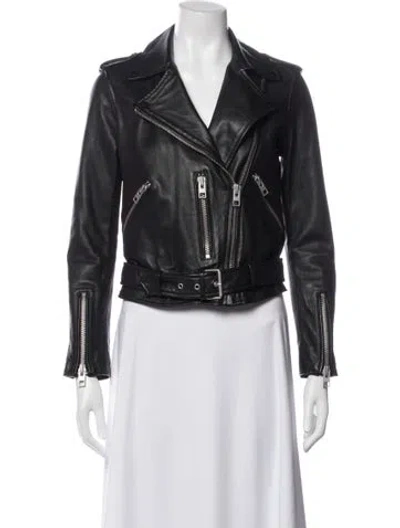 Pre-owned Allsaints Leather Biker Jacket In Black