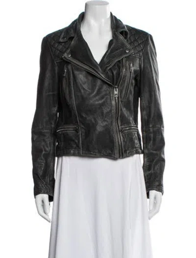 Pre-owned Allsaints Leather Biker Jacket In Black